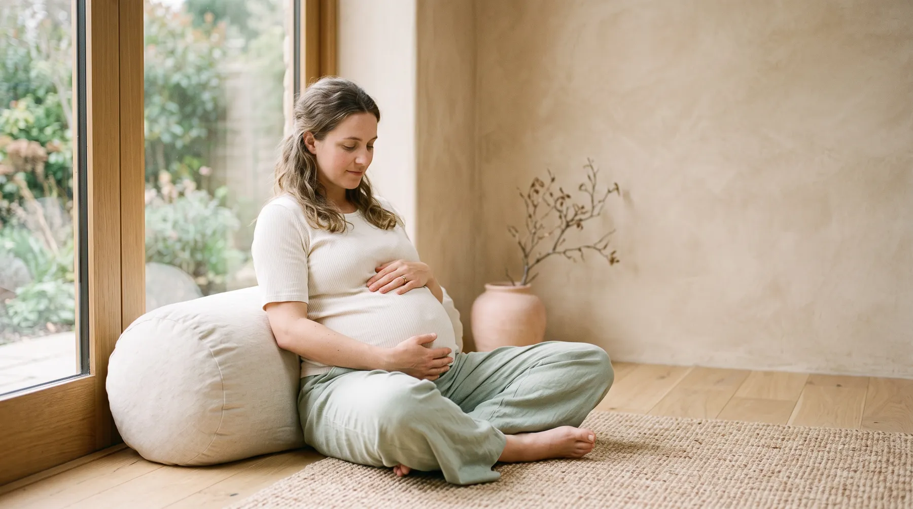 A supported seated position during pregnancy